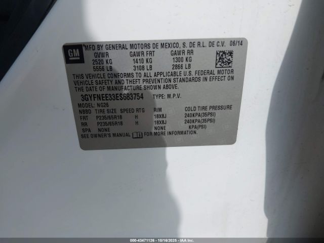 2014 CADILLAC SRX 3GYFNEE33ES683754 Photo 8