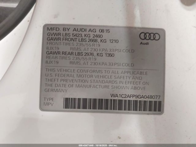 2016 AUDI Q5 WA1C2AFP9GA048077 Photo 8