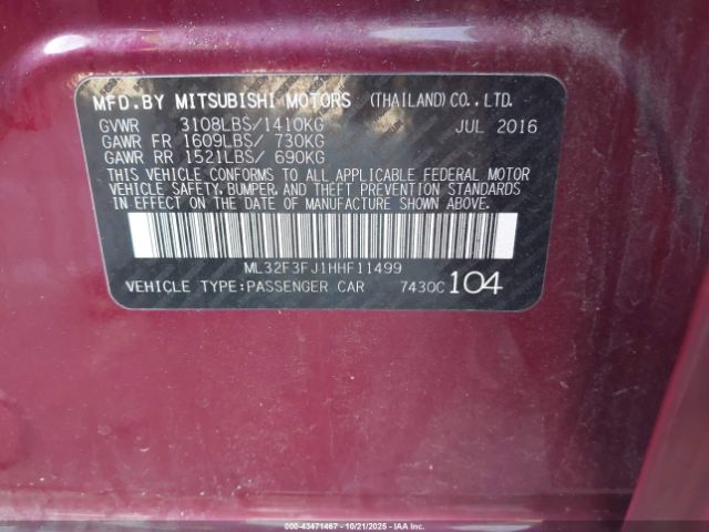 2017 MITSUBISHI MIRAGE G4 ML32F3FJ1HHF11499 Photo 8