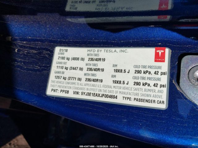 2018 TESLA MODEL 3 5YJ3E1EAXJF004694 Photo 8