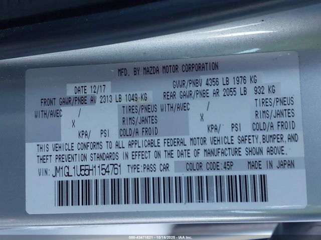 2017 MAZDA MAZDA6 JM1GL1U55H1154761 Photo 8