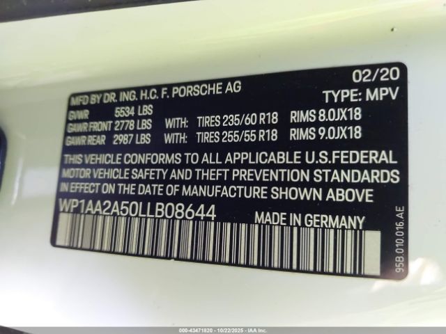 2020 PORSCHE MACAN WP1AA2A50LLB08644 Photo 8