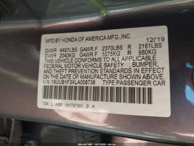 2020 ACURA TLX 19UUB1F3XLA008738 Photo 8