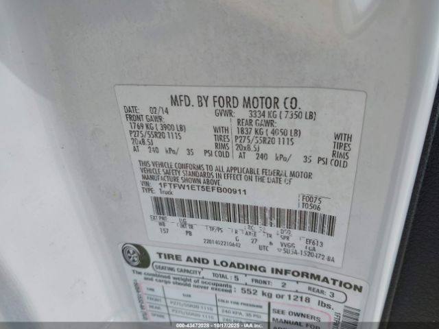 2014 FORD F-150 1FTFW1ET5EFB00911 Photo 8