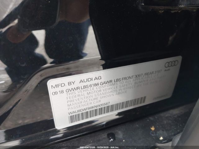 2019 AUDI A8 L WAU8DAF88KN005587 Photo 8