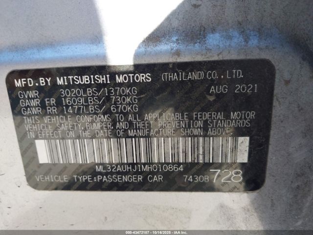 2021 MITSUBISHI MIRAGE ML32AUHJ1MH010864 Photo 8