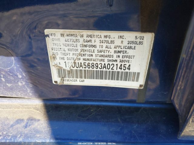 2003 ACURA TL 19UUA56893A021454 Photo 8