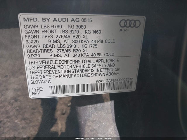 2015 AUDI Q7 WA1LGAFE5FD026512 Photo 8