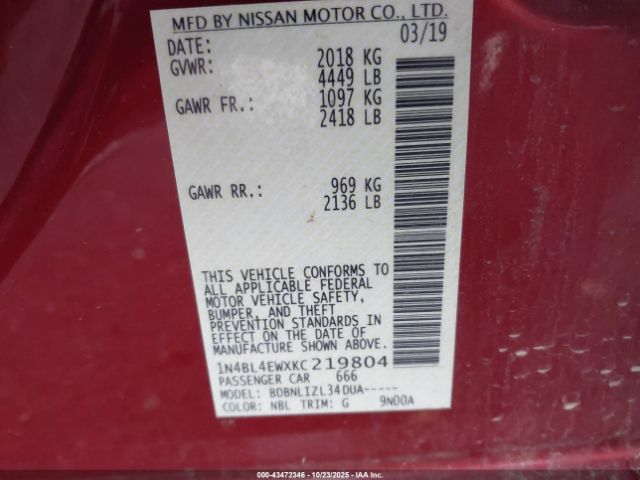 2019 NISSAN ALTIMA 1N4BL4EWXKC219804 Photo 8