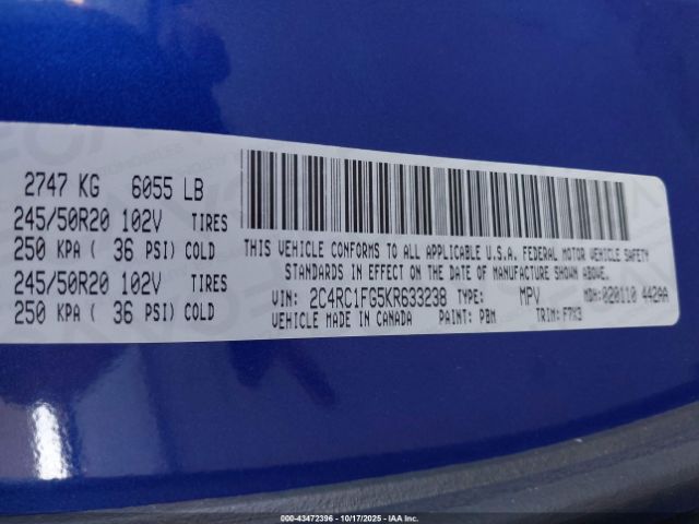 2019 CHRYSLER PACIFICA 2C4RC1FG5KR633238 Photo 8