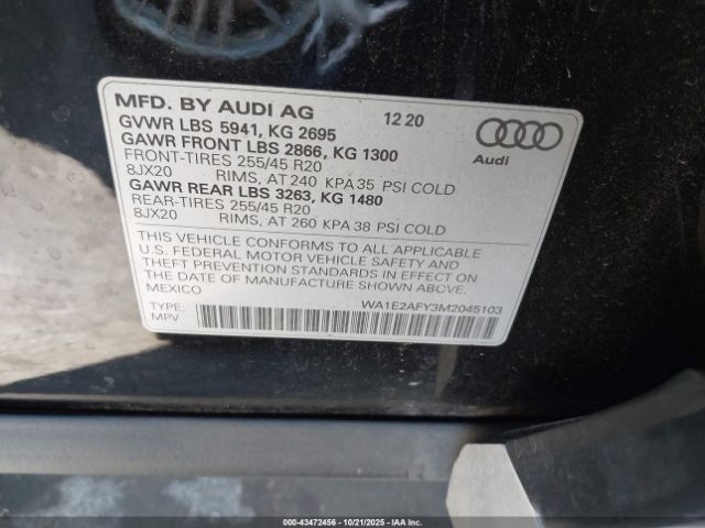 2021 AUDI Q5 WA1E2AFY3M2045103 Photo 8