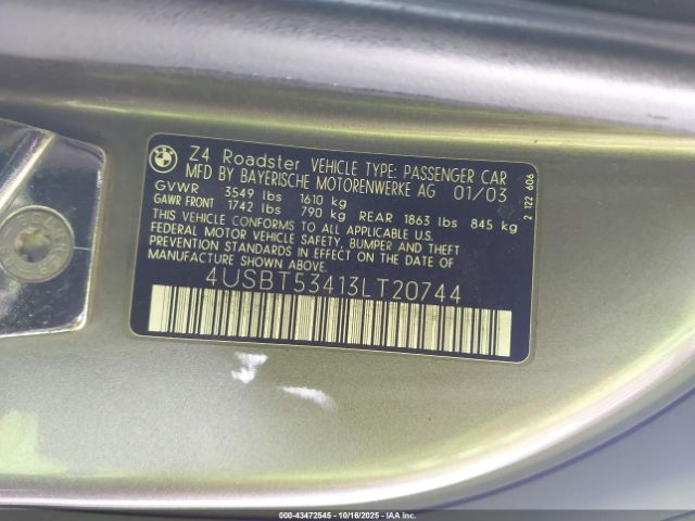 2003 BMW Z4 4USBT53413LT20744 Photo 8