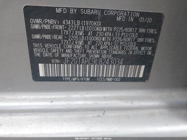 2020 SUBARU CROSSTREK JF2GTAPC9L8243034 Photo 8