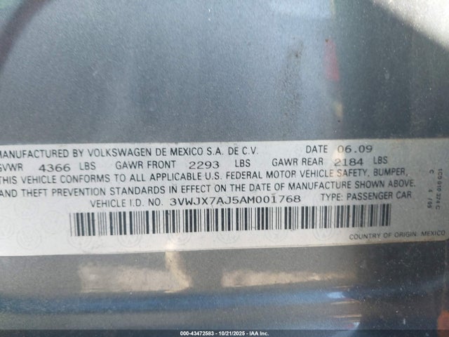 2010 VOLKSWAGEN JETTA 3VWJX7AJ5AM001768 Photo 8