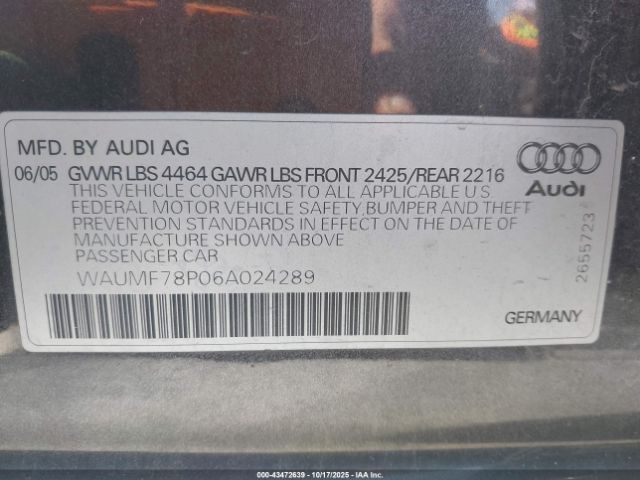 2006 AUDI A3 WAUMF78P06A024289 Photo 8