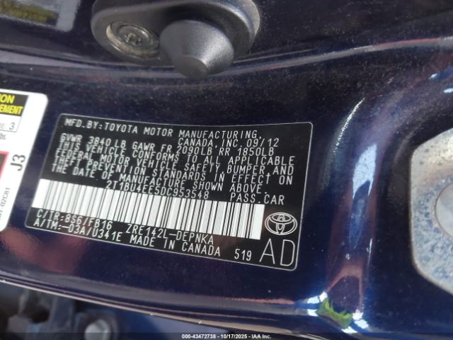 2013 TOYOTA COROLLA 2T1BU4EE5DC953548 Photo 8