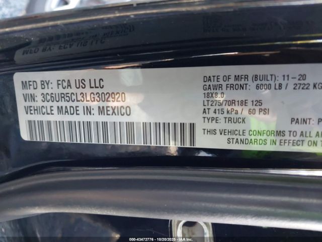 2020 RAM 2500 3C6UR5CL3LG302920 Photo 8