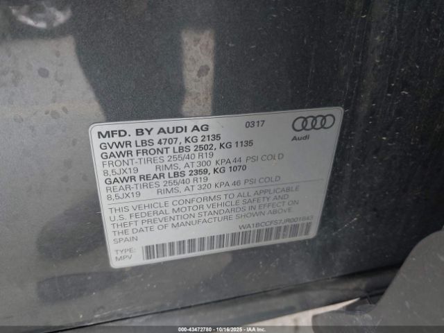 2018 AUDI Q3 WA1BCCFS7JR001843 Photo 8