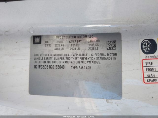 2016 CHEVROLET CAMARO 1G1FC3DS1G0165640 Photo 8