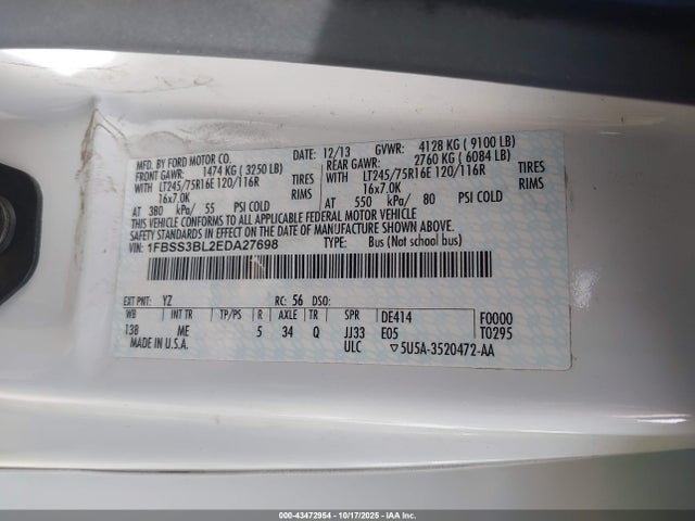 Ford Econoline E350 Super Duty Wagon 2014 1FBSS3BL2EDA27698 Image 9