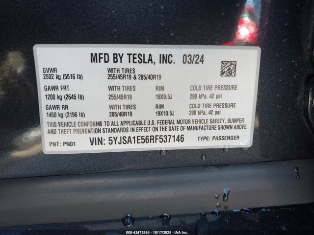 2024 TESLA MODEL S 5YJSA1E56RF537146 Photo 8