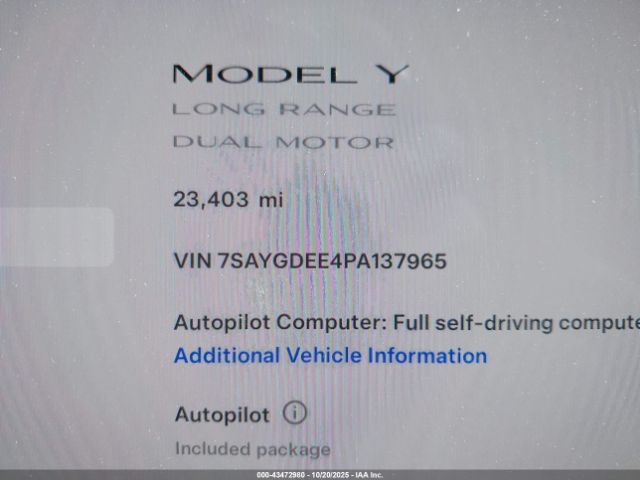 2023 TESLA MODEL Y 7SAYGDEE4PA137965 Photo 6