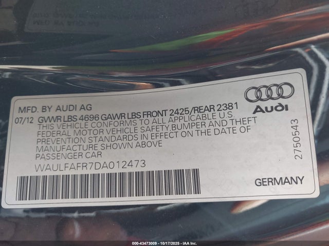 2013 AUDI A5 WAULFAFR7DA012473 Photo 8