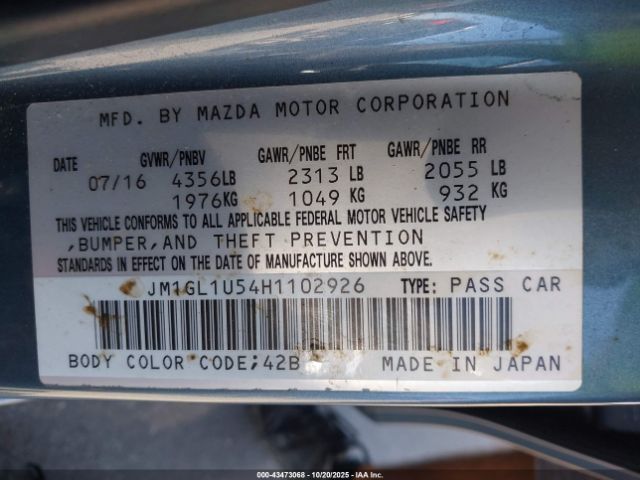 2017 MAZDA MAZDA6 JM1GL1U54H1102926 Photo 8