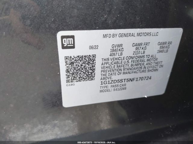 2022 CHEVROLET MALIBU 1G1ZD5ST5NF170724 Photo 8