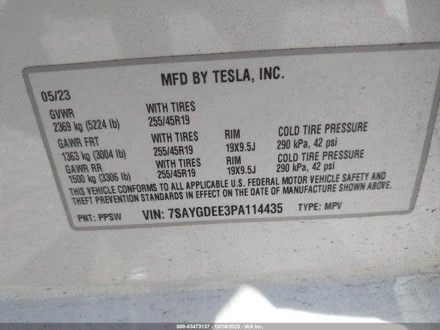 2023 TESLA MODEL Y 7SAYGDEE3PA114435 Photo 8