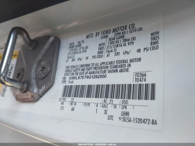 43473182 :رقم المزاد ، NM0LS7E79G1292500 vin ، 2016 Ford Transit Connect Xl مزاد بيع