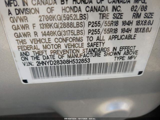 2008 ACURA MDX 2HNYD28308H532853 Photo 8