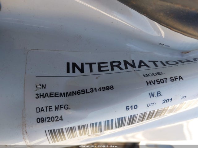 Aukcja sprzedaży 2025 International Hv, vin: 3HAEEMMN6SL314998, numer aukcji: 43473255