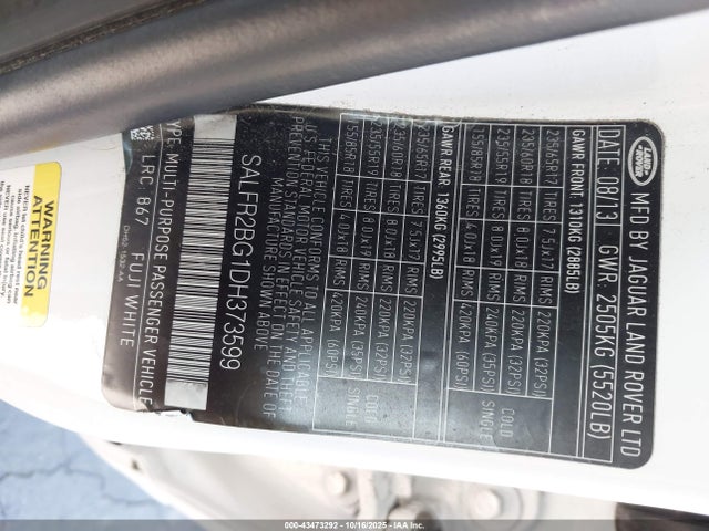 Продажа на аукционе авто 2013 Land Rover Lr2, vin: SALFR2BG1DH373599, номер лота: 43473292
