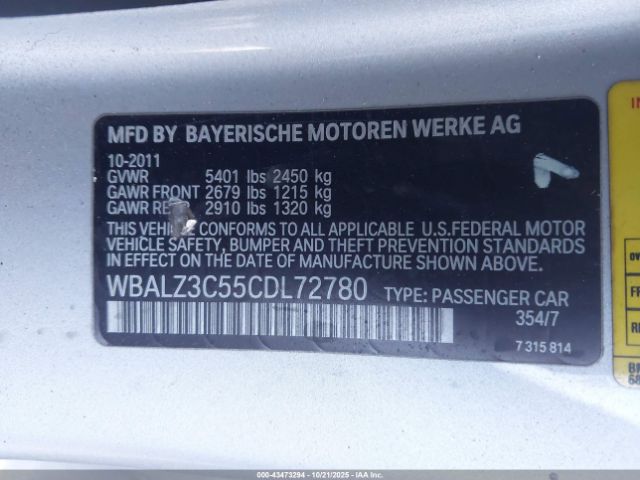 2012 BMW 6 SERIES WBALZ3C55CDL72780 Photo 8