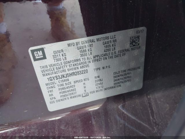 2017 CADILLAC ESCALADE ESV 1GYS3JKJ5HR283220 Photo 8