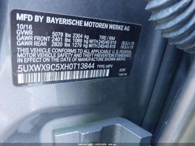 2017 BMW X3 5UXWX9C5XH0T13844 Photo 8