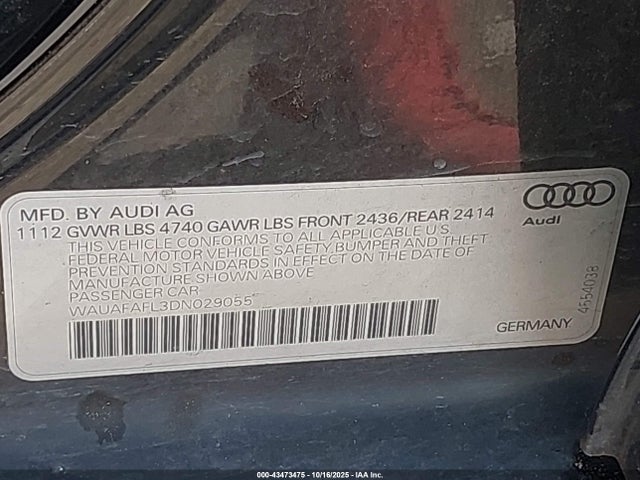 2013 AUDI A4 WAUAFAFL3DN029055 Photo 8
