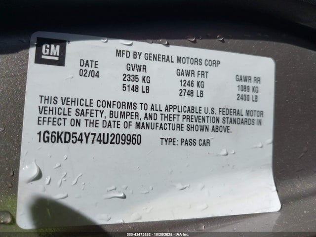 2004 CADILLAC DEVILLE 1G6KD54Y74U209960 Photo 8