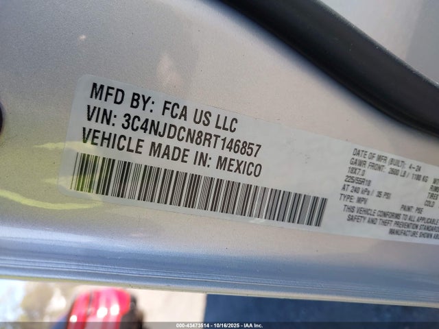 43473514 :رقم المزاد ، 3C4NJDCN8RT146857 vin ، 2024 Jeep Compass Limited 4x4 مزاد بيع