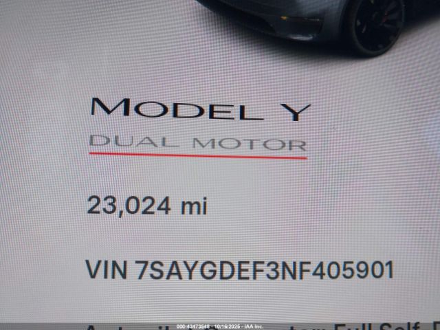2022 TESLA MODEL Y 7SAYGDEF3NF405901 Photo 6