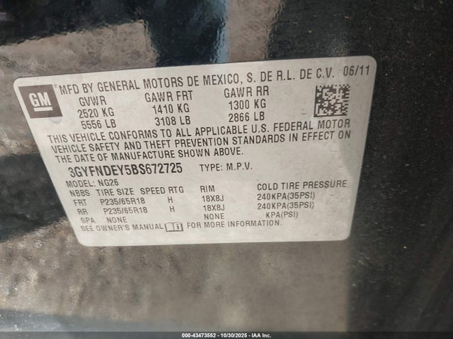 2011 CADILLAC SRX 3GYFNDEY5BS672725 Photo 8