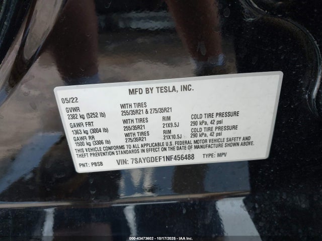 2022 TESLA MODEL Y 7SAYGDEF1NF456488 Photo 8