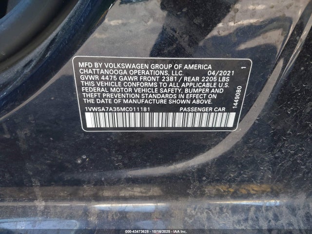 2021 VOLKSWAGEN PASSAT 1VWSA7A35MCO11181 Photo 8