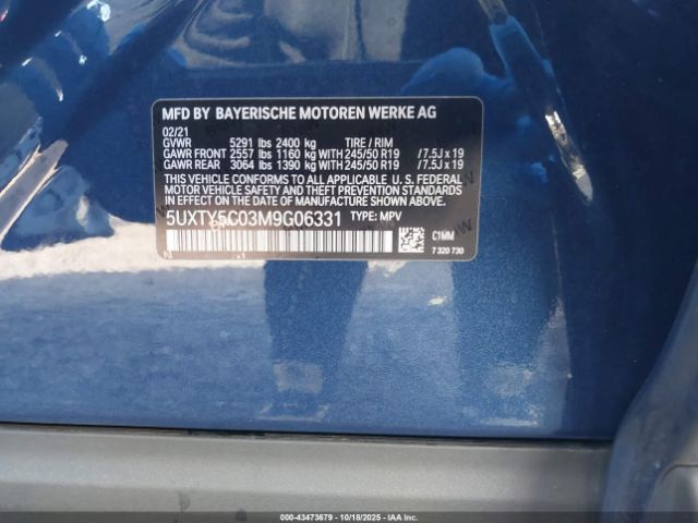 2021 BMW X3 5UXTY5C03M9G06331 Photo 8