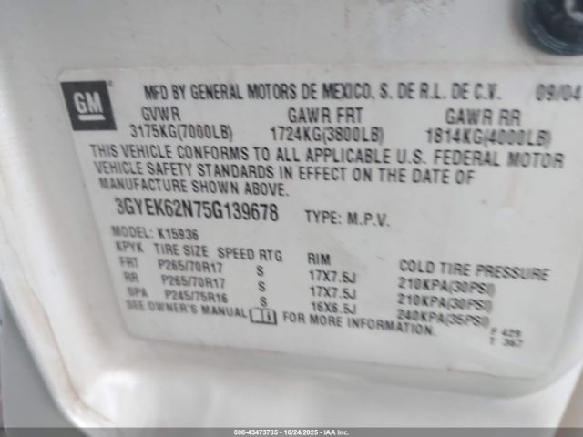 2005 CADILLAC ESCALADE EXT 3GYEK62N75G139678 Photo 8
