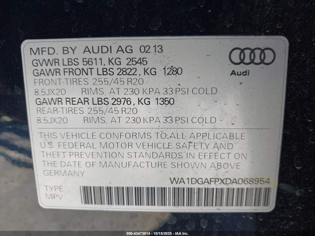 2013 AUDI Q5 WA1DGAFPXDA068954 Photo 8