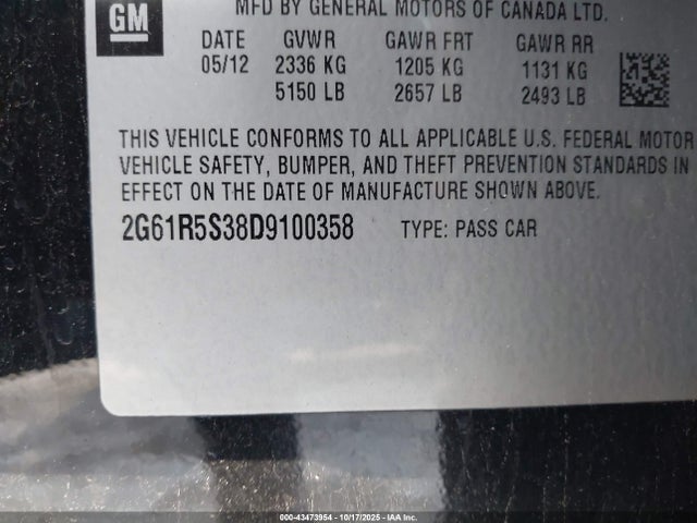 2013 CADILLAC XTS 2G61R5S38D9100358 Photo 8