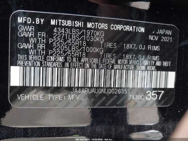 2022 MITSUBISHI OUTLANDER SPORT JA4ARUAU0NU002635 Photo 8