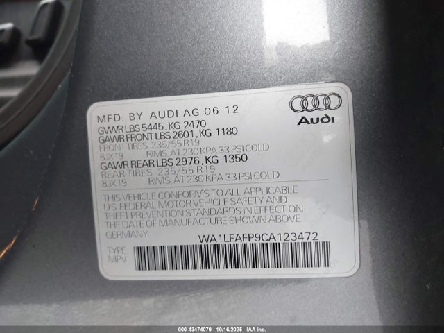 2012 AUDI Q5 WA1LFAFP9CA123472 Photo 8